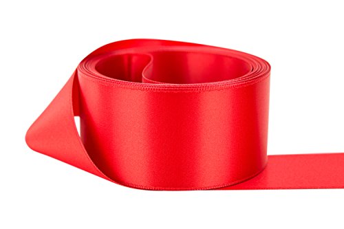 Ribbon Bazaar Double Faced Satin 3 inch Red 25 Yards 100% Polyester Ribbon