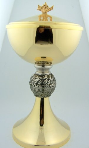Christian Brands 9" Church Chapel Gold Gilded Priest Chalice Host Ciborium 250 Hosts Ciboria Sacred Vessel