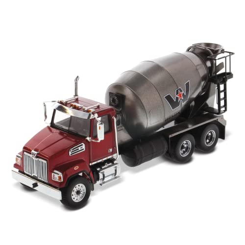 Diecast Masters Western Star 4700 SF Concrete Mixer Metallic Red with Gray Body 1/50 Diecast Model