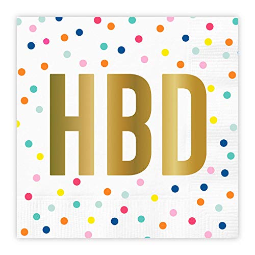 Creative Brands Slant Collections Paper Beverage/Cocktail Napkins, Polka Dot-HBD