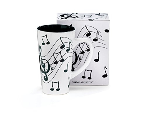 burton + BURTON Musical Note Jazz Ceramic Coffee/Tea Travel Mug Treble Clef - 16 Oz