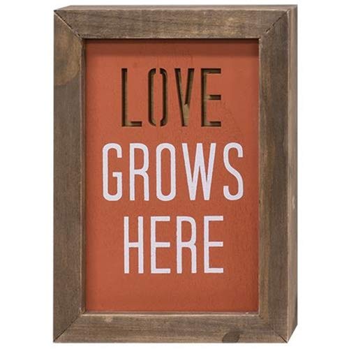 Love Grows Here Framed Cutout Sign