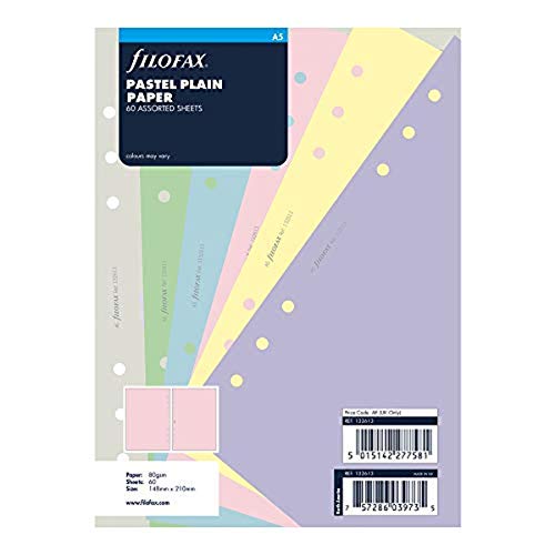 Rediform Filofax B132613 Organizer Refill, A5 Size, Pastel colors, Plain Paper