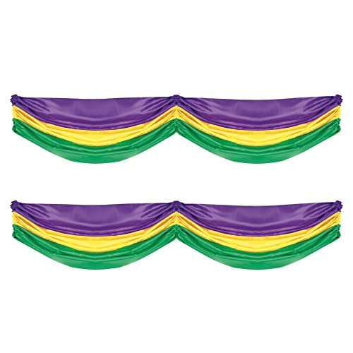 Beistle Mardi Gras Fabric Bunting, Green/Gold/Purple