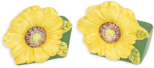 Boston International Ceramic Salt & Pepper Shakers, 2.75 x 3.5-Inches, Colourful Sunflowers