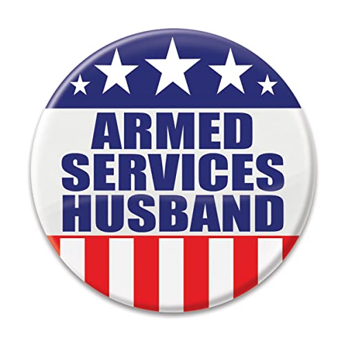 Beistle BT006 Patriotic"Armed Services Husband" Cardstock Button, Multicolor