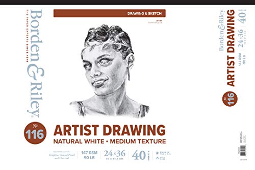 Chartpak Borden & Riley #116 Artist Drawing/Sketch Vellum Pad, 24" x 36", 90 lb, 40 White Sheets, 1 Pad Each (116P243640)