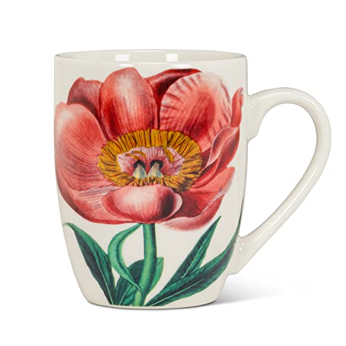Abbott Collection  27-ADELE-02-MUG Extra Large Bloom Mug, Ivory/Pink