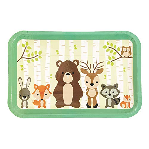 Fun Express Woodland Animals Party Dessert Plates (8pc) for Birthday - Party Supplies - Print Tableware - Print Plates & Bowls - Birthday - 8 Pieces