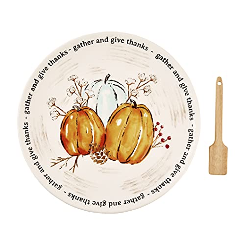 Mud Pie Thanksgiving Pumpkin Cookie Plate Set, 12-inch Diameter