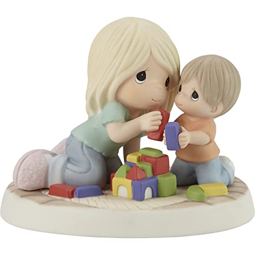 Precious Moments Mom and Little Boy with Blocks Figurine
