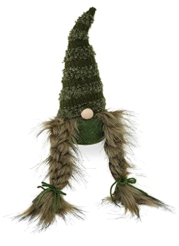 Boston International Decorative Autumn Fabric Figurine, 11-Inches, Fern The Braided Earthy Gnome