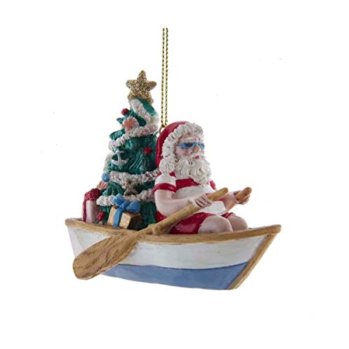 Kurt Adler E0502 Coastal Santa in Row Boat Ornament, 3-inch High, Resin