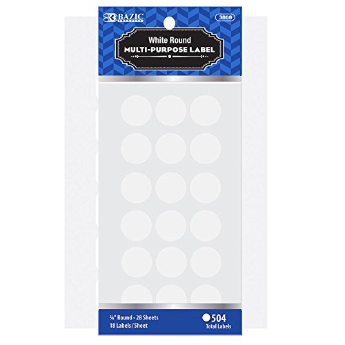 BAZIC White 3/4" Round Label (504/Pack)