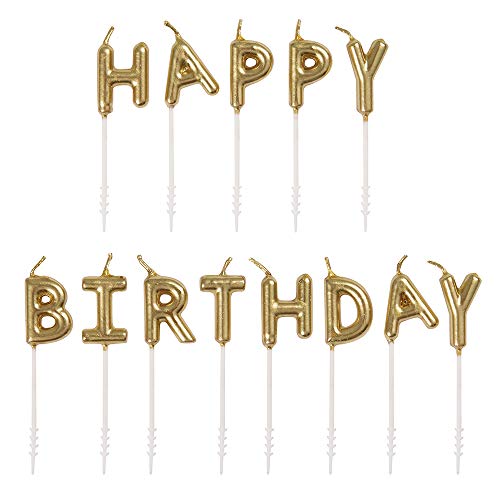 Unique Industries Gold Happy Birthday Pick Candle Set - 13 Pcs