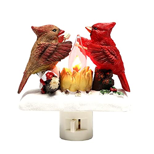 Roman 160230 Cardinal Campfire Night Light, Flicker Flame, Plug-in, 5.25-inch Height, Resin and Plastic