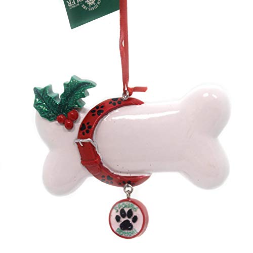 Kurt Adler Holiday Ornaments SPOILED ROTTEN DOG BONE Ornament Puppy Paw Print A1676
