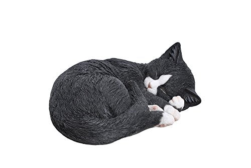 Hi Line Gift Ltd Lying Cat Sleeping Statue, Black/White