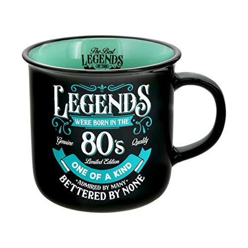 Pavilion Gift Company - Legends Were Born In The 80s - Ceramic 13-ounce Campfire Mug, Double Sided Coffee Cup, Funny Birthday Gift For Women or Men, 1 Count