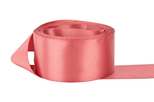 Ribbon Bazaar Double Faced Satin Ribbon - Premium Gloss Finish - 100% Polyester Ribbon for Gift Wrapping, Crafts, Scrapbooking, Hair Bow, Decorating & More - 7/8 inch Cinnabar 50 Yards