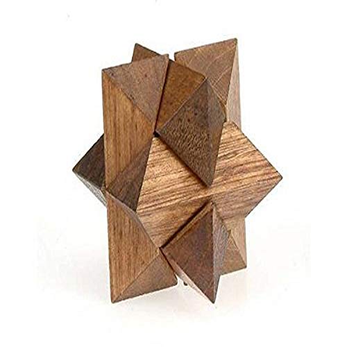 CHH StealStreet SS-CQG-6106 Wooden Star Shaped Brain Teaser 3D Puzzle, 3-Inch, Dark Brown