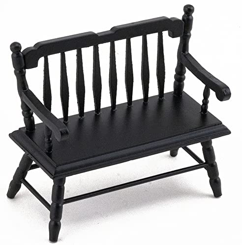 Aztec Imports Dollhouse Miniature Deacon Bench (Black)