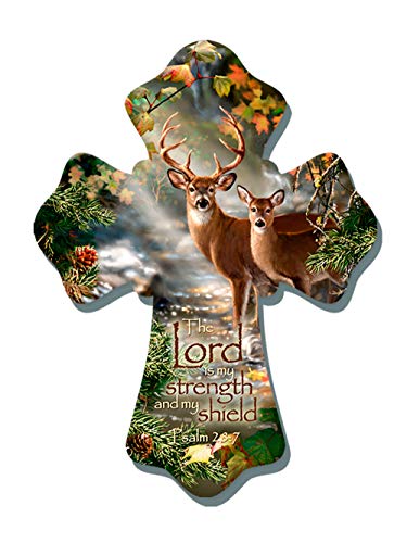 GELSINGER DBA Glow Decor Wall Cross-Deer/Lord is My Strength (6" x 8")