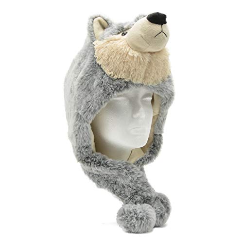 Unipak 2122WO Wolf Hat with Pom Pom, 16-inch Height