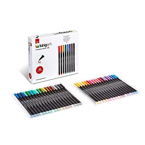 KINGART PRO Fineliner Pens, 0.4mm Line Width, Triangular Ergonomic Barrel, Set of 36 Unique Colors