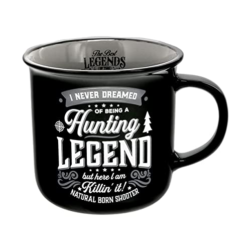 Pavilion Gift Company - Hunting Legend - Ceramic 13-ounce Campfire Mug, Double Sided Coffee Cup, Hunting Mug, Gifts For Men, 1 Count - Pack of 1, 3.75 x 5 x 3.5-Inches, Black/Gray