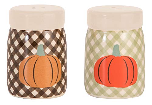 Transpac Dolomite Brown Harvest Grateful and Thankful Set of 2 salt and pepper, One Size