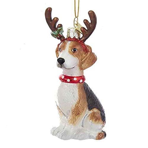 Kurt Adler Noble Gems Beagle with Antlers Glass Ornament