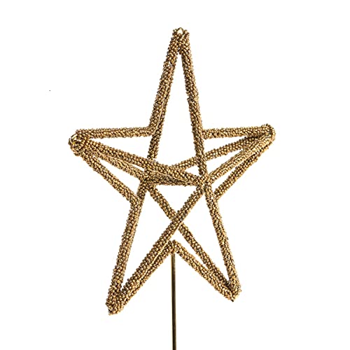 Park Hill Collection XAO10503 Beaded Star Tree Topper, 16.5-inch Height, Gold Iron and Glass Beads