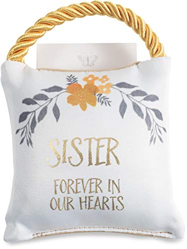 Pavilion Gift Company Sister Forever in Our Hearts 4.5" Memorial Pocket Pillow, 4.5 x 4.5 Inch, Gold