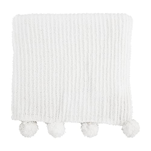 Mud Pie Ivory Chenille Throw Blanket, 60-inch