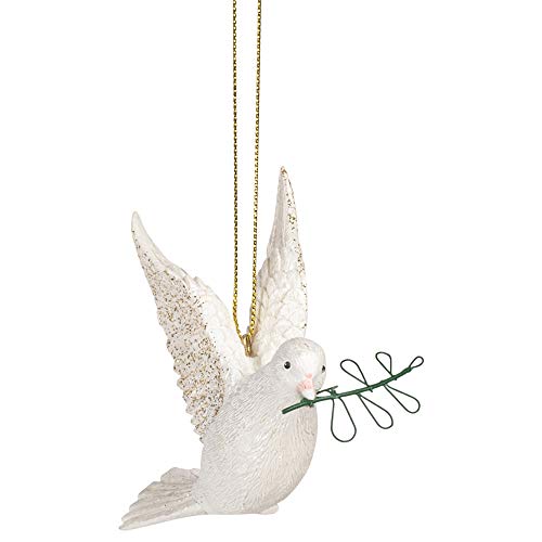 Roman 133664 Dove Olive Branch Ornament, 3 inch, White