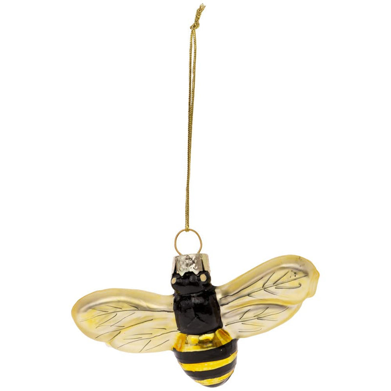 Boston International Christmas Winter Holiday Glass Tree Ornament, 3-Inches, Bumblebee