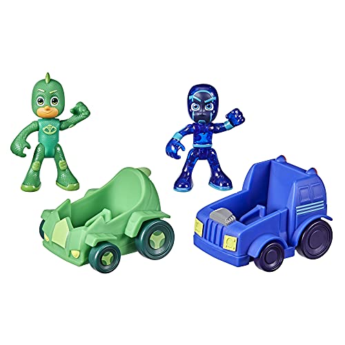 Hasbro PJ Masks Gekko vs Night Ninja Battle Racers Preschool Toy, Vehicle and Action Figure Set for Kids Ages 3 and Up