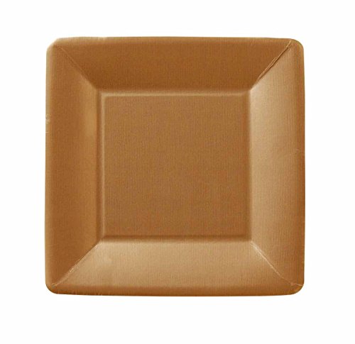 Boston International Ideal Home Range IHR Square Disposable Dessert Paper Plates, 7-Inches, Classic Linen Copper