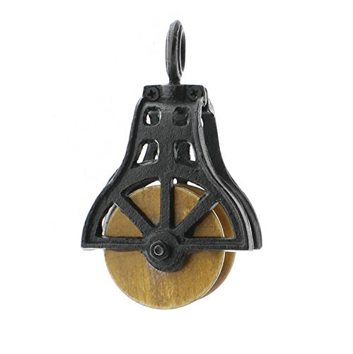 HomArt Market Cast Iron and Wood Pulley - Antique Black