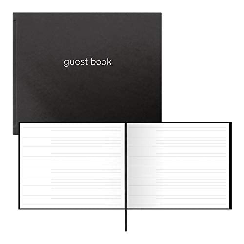 Rediform Letts Dazzle Quarto Guest Book Landscape, 10.25 x 8.25 Inches, Black (B090014)