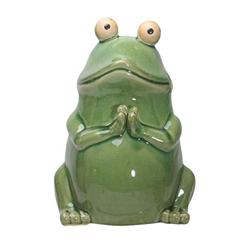 Pacific Trading Giftware PT Ceramic Meditation Pose Frog Outdoor Decorative Figurine