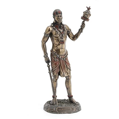 Ellugua- God of Travelers, Crossroads, and Fortune, Bronze, Red, Black, 8 7/8"