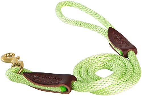 OmniPet Leather Brothers Rope Dog Lead with Brass Snap, 6-Feet, Lime