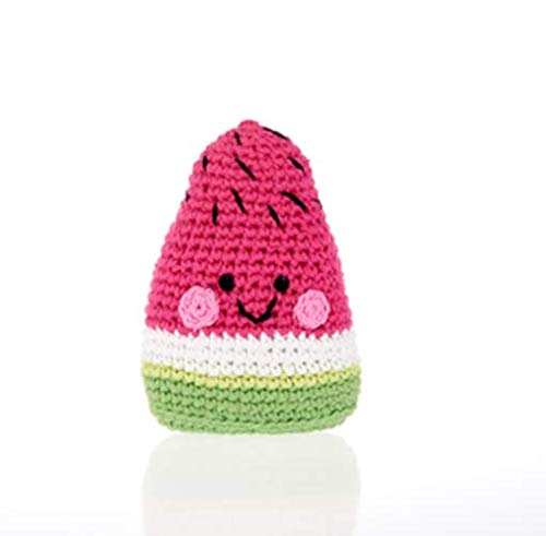Pebble Fair Trade Handmade Crochet Cotton Friendly Watermelon Baby Rattle
