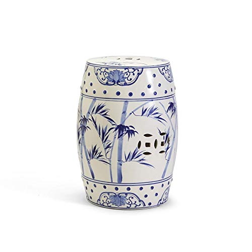 Two's Company Bamboo and Rose Pattern Garden Stool Decor