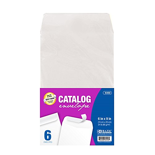 BAZIC 6" x 9" Self-Seal White Catalog Envelope, 6/Pack (5450)