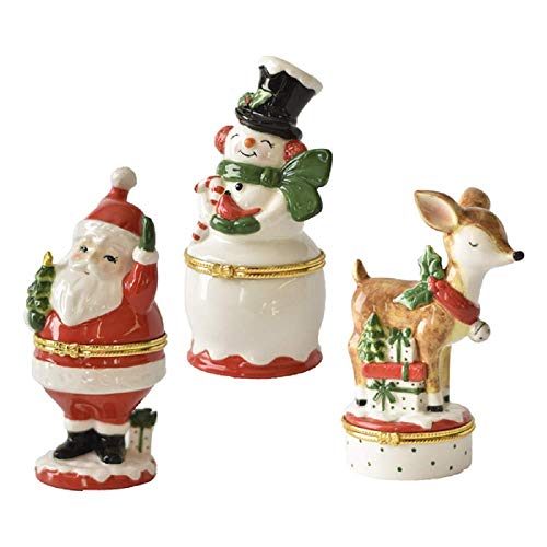 Ganz MX179982 Snowman Santa and Reindeer Hinged Figurines, Set of 3