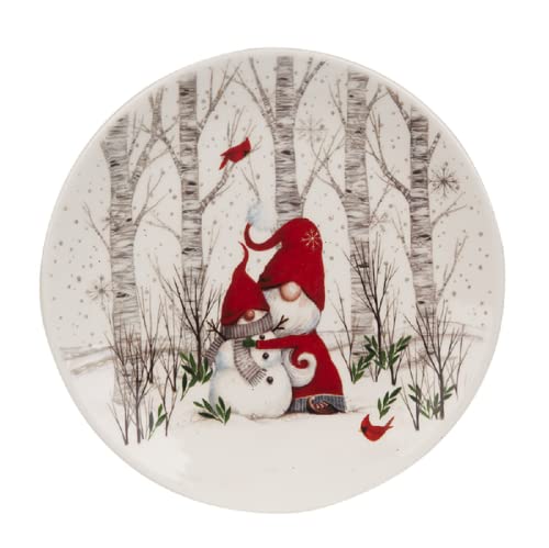 Ganz MX181400 Gnome with Snowman Snack Plate, 7.88-inch Diameter, Dolomite, Set of 4