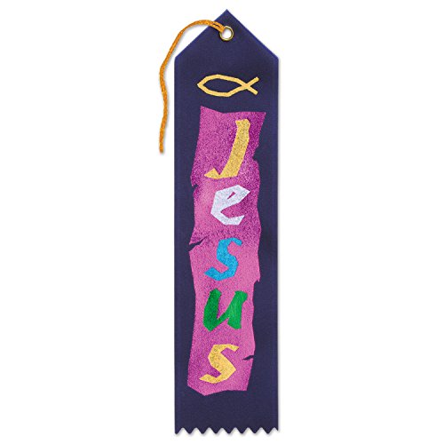 Beistle AR811 Jesus Fabric Ribbon Bookmark, Multicolor, 2" x 8"